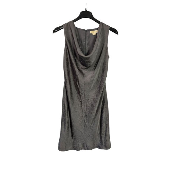 Michael Michael Kors Womens Gray Drapey Cowl Sheath Dress Sleeveless 10 Satin - Picture 1 of 8